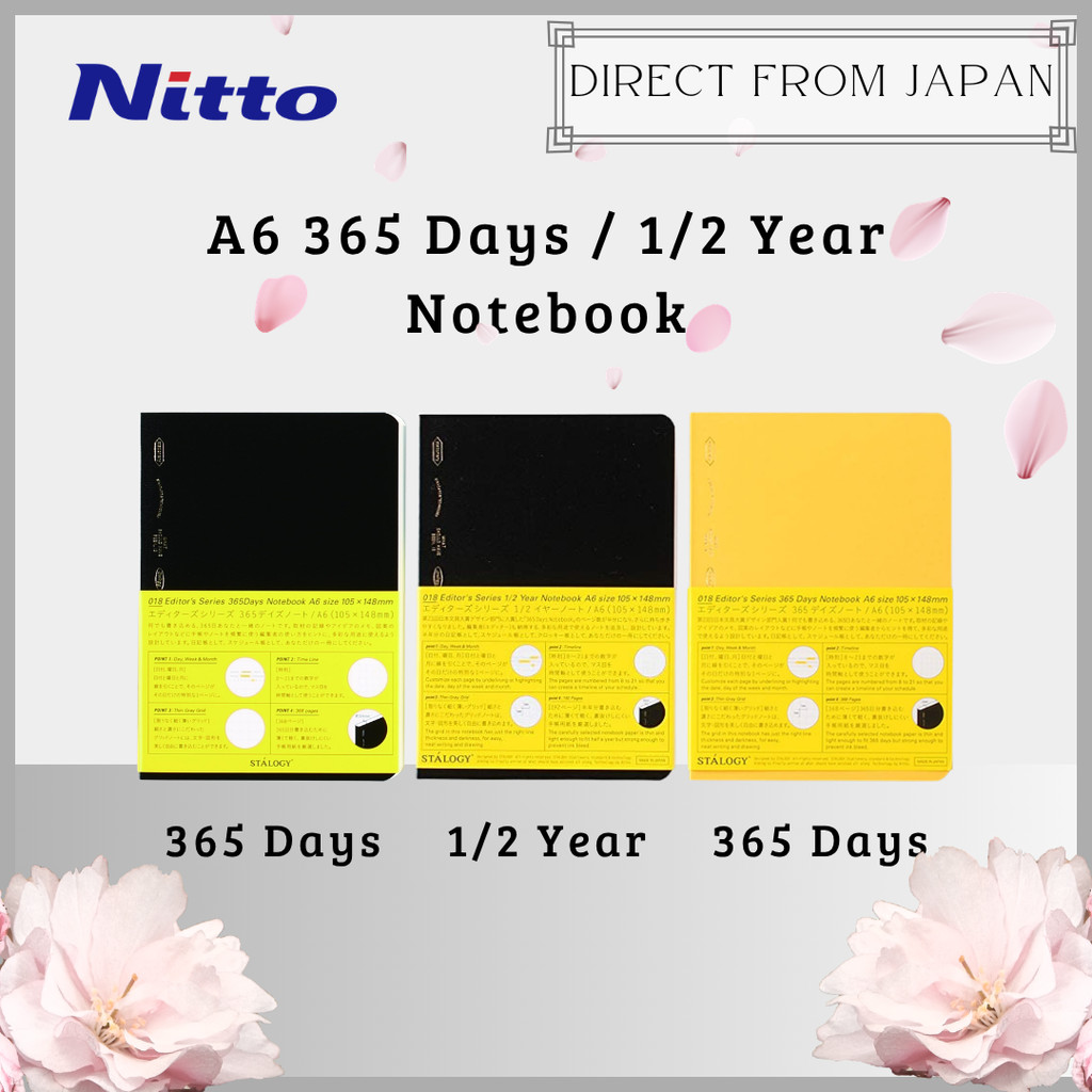 STALOGY A6 Grid Notebook 365 Days / 1/2 Year Undated Planner 368/192 ...