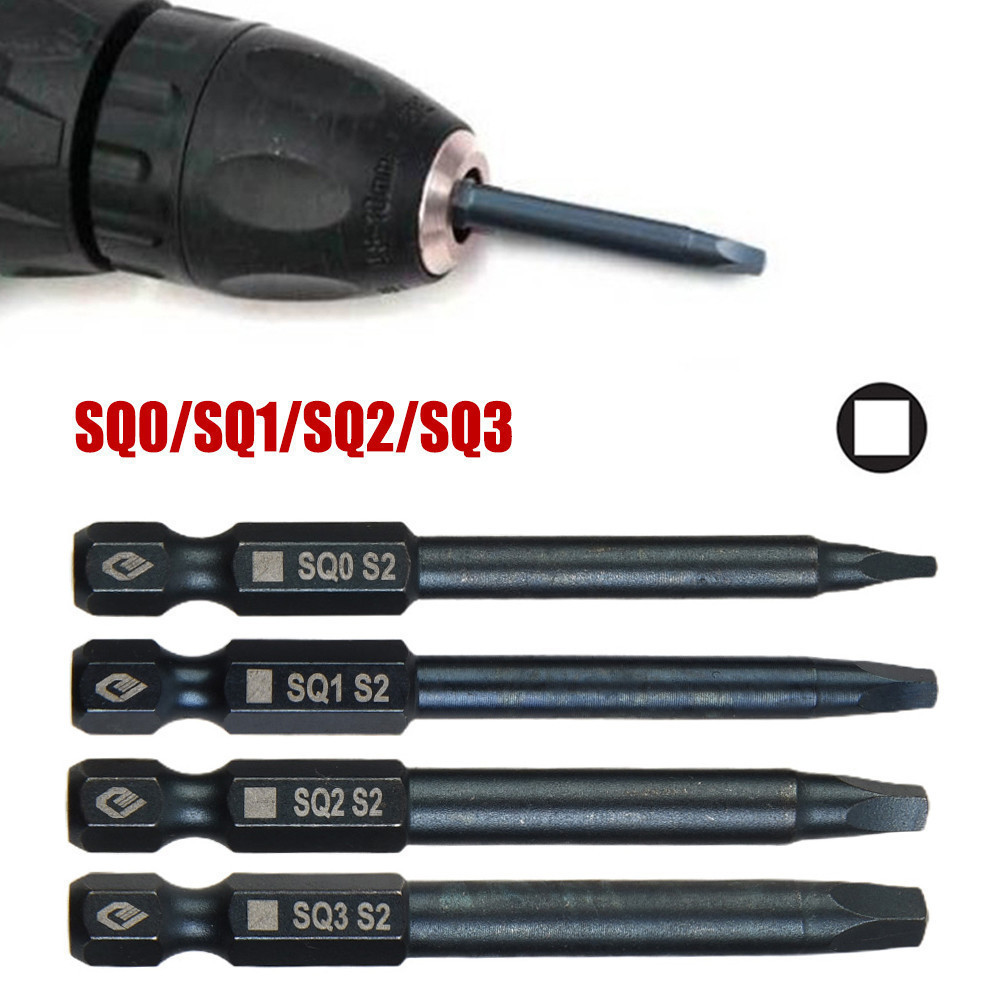 [TRSBX]65mm SQ0 SQ1 SQ2 Square Head Screwdriver Bits Set Hex Shank ...