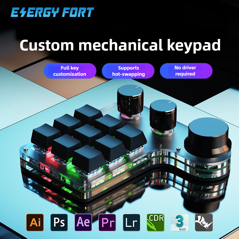 Custom Bluetooth Mechanical Keypad 9 Key with Knob Hot Swappable One ...