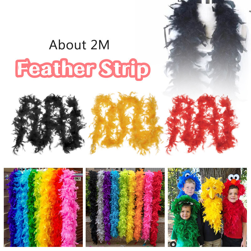 2M Feather Boa Strip Fluffy Feather On Ribbon Craft Costume Fancy Dress ...