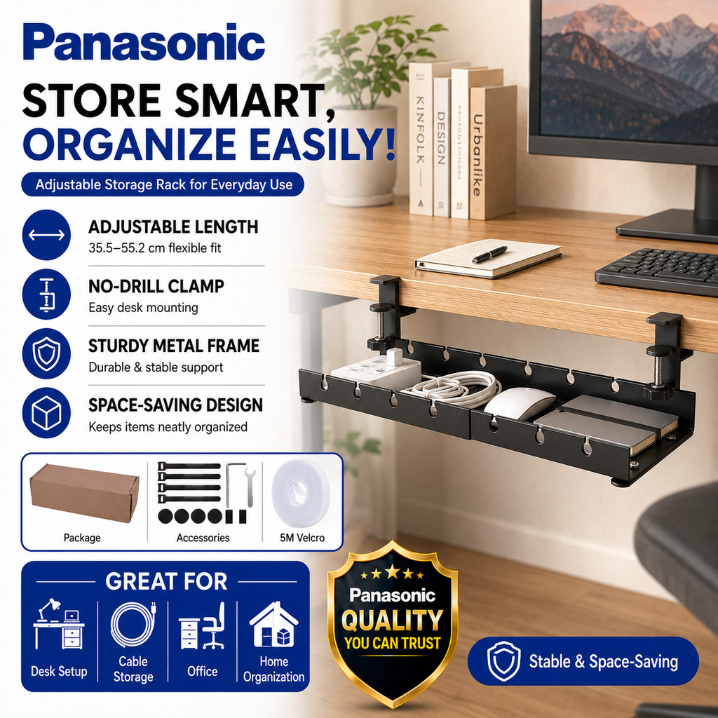 Under Desk Cable Tray Heavy Management Organizer No Drill Wire Basket ...