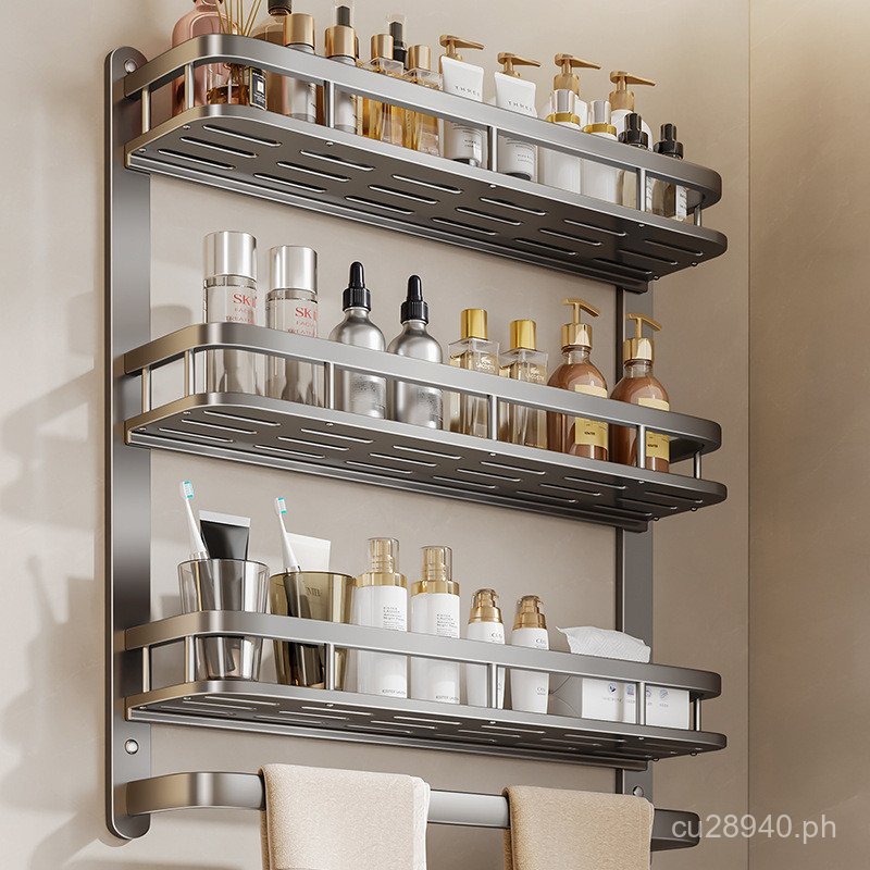 Bathroom Storage Rack Wall-Mounted Shelf Toilet No-Drill Washstand ...