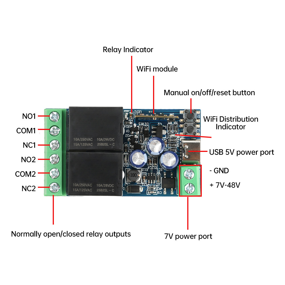 YoHi DC5V Works with Ewelink Smart WIFI Switch On/Off Two Relays ...