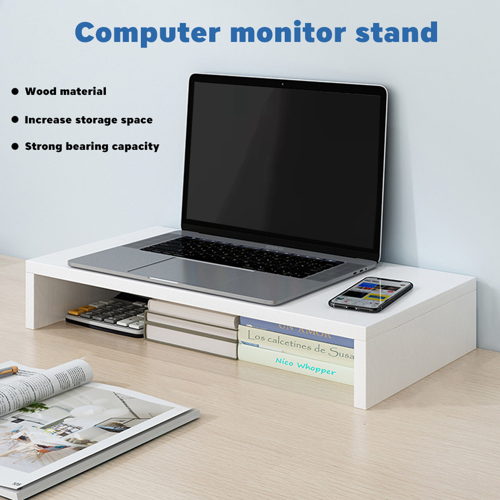 Wood Monitor Stand Riser with Storage Shelf Desk Organizer for Laptop ...
