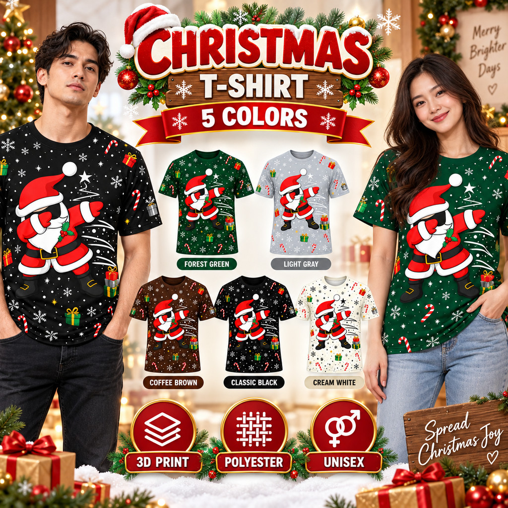Funny Dab Santa Christmas T Shirt 3D Print Unisex Plus Size Holiday ...