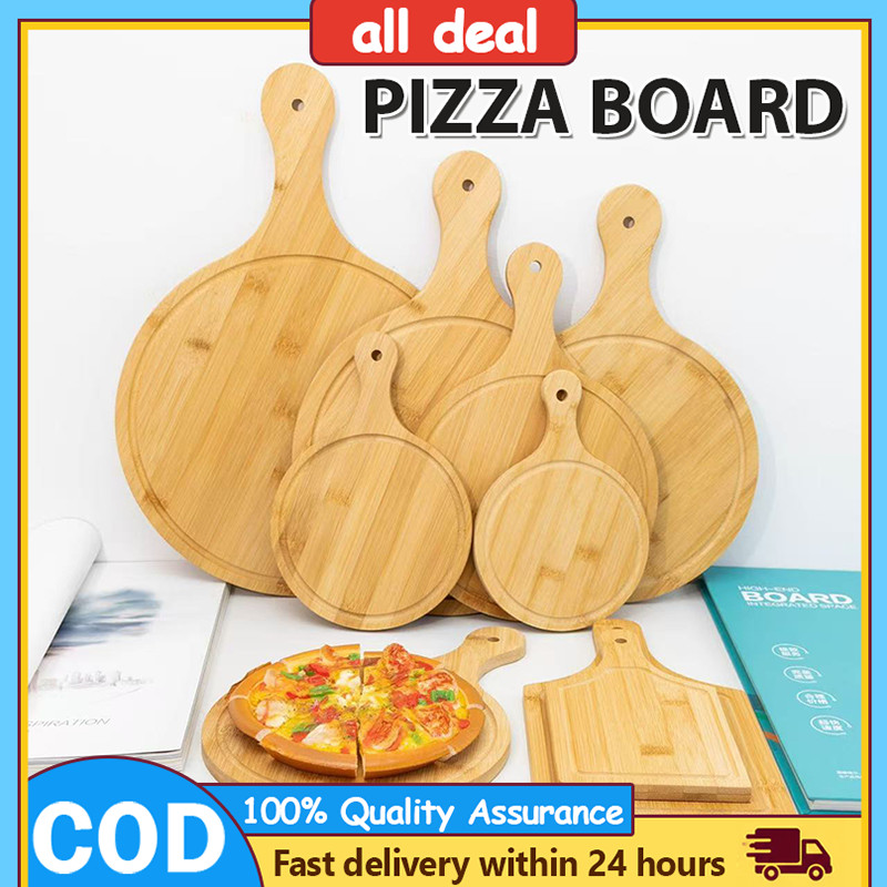 A/D 8/9/10/12/14 Inch Round Bamboo Wood Pizza Plate Baking Tray Bread ...