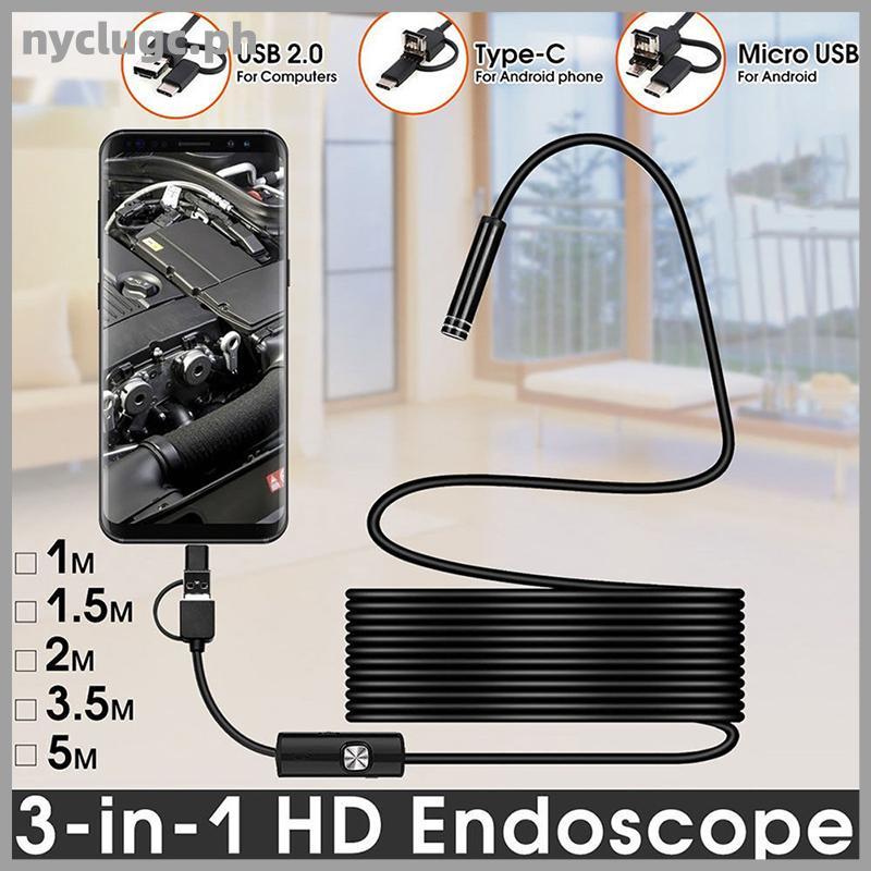 NYC 3 in 1 USB Type-C Endoscope Inspection Borescope 5.5/7/8mm Lens HD ...