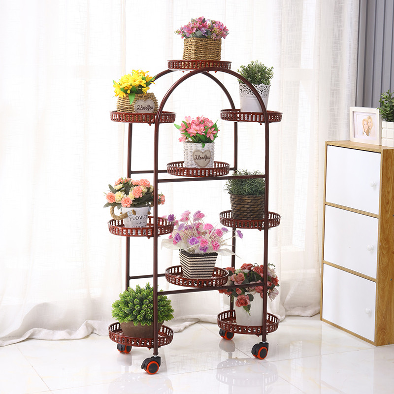 Flower Rack Shelf Balcony Iron Art New Style Flower Pot Rack Green Dill ...