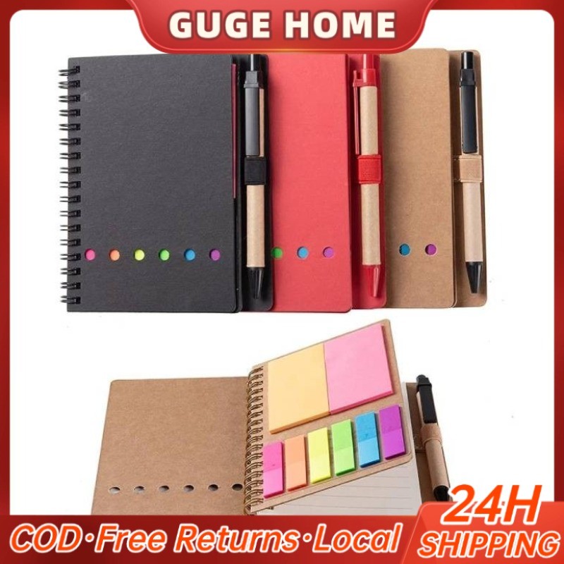 3in1 A6 Spring Notebook with Ballpen Sticky Notes Notepad Portable ...