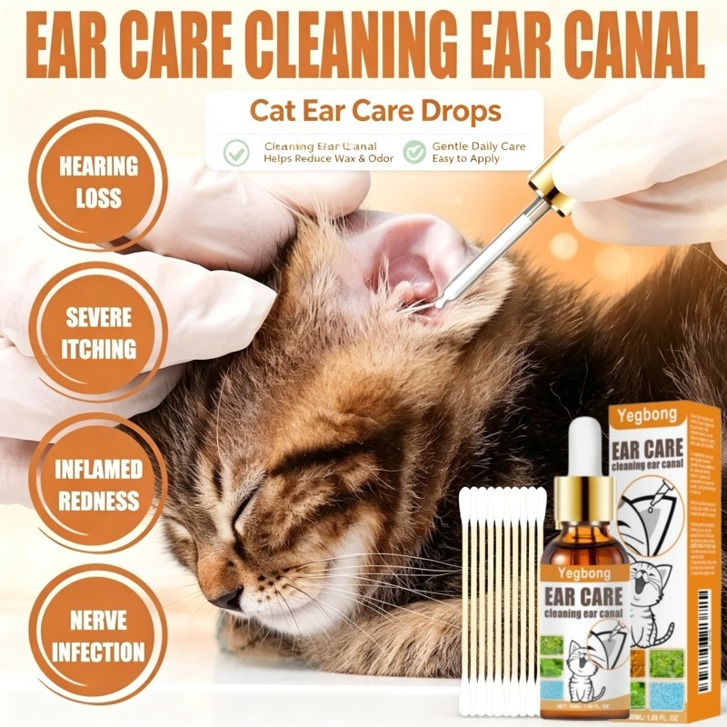 Pet Ear Cleaner Cat Dog Mites Odor Removal Ear Drops Infection/Pet Ear ...