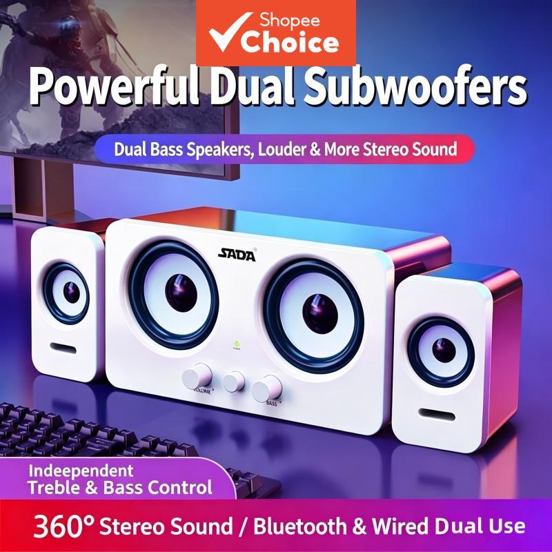 SADA Desktop Bluetooth Speaker Computer Boombox Dual Drivers Heavy Bass ...