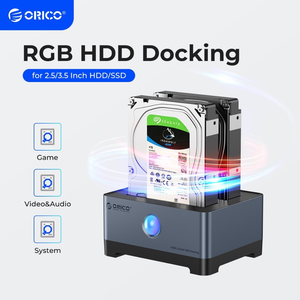 ORICO RGB HDD Docking Station TypeC Aluminum 2.5/3.5 Inch HDD Case RGB ...