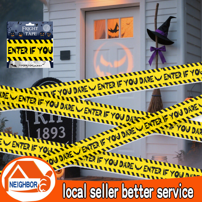 Halloween Warning Tape Signs Halloween Props Window Prop Party Danger ...
