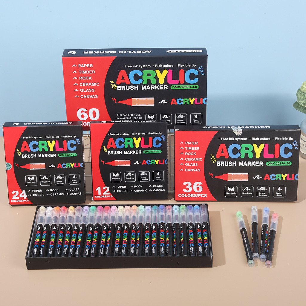 【COD】Direct Liquid Acrylic Markers Brush Tip For Rock Fabric Plastic ...