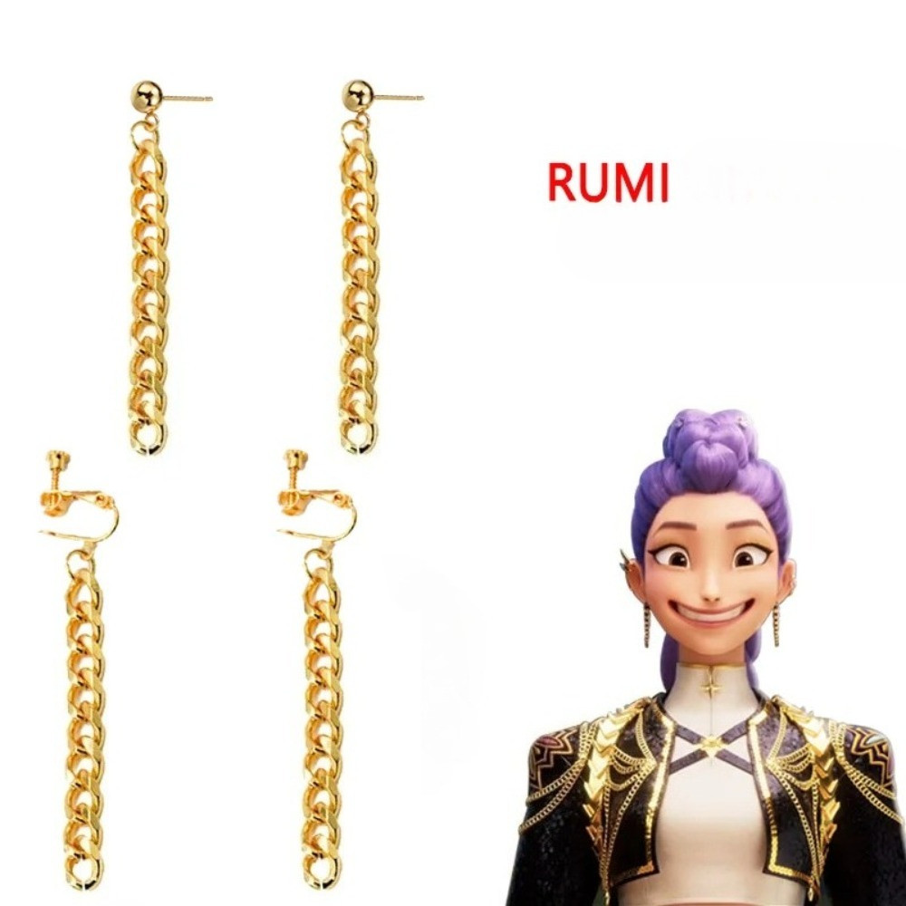 Anime KPop Demon Hunters Cosplay Rumi Clip Earrings Stud Earring ...