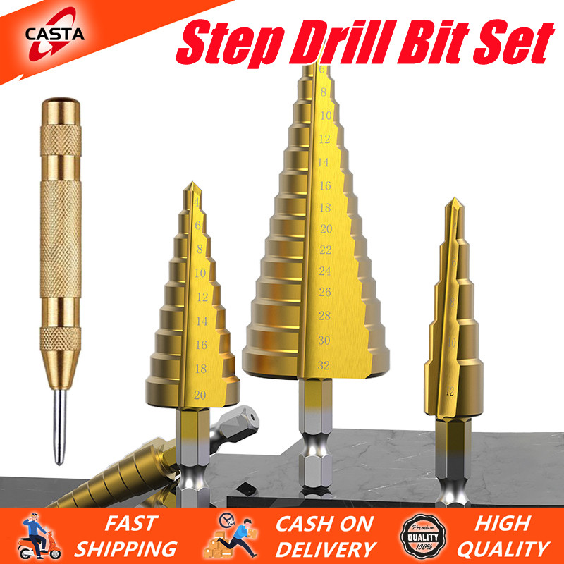 1/3/4PCS Step Drill Bit Set For Metal Hole opener HSS Drill Bit ...