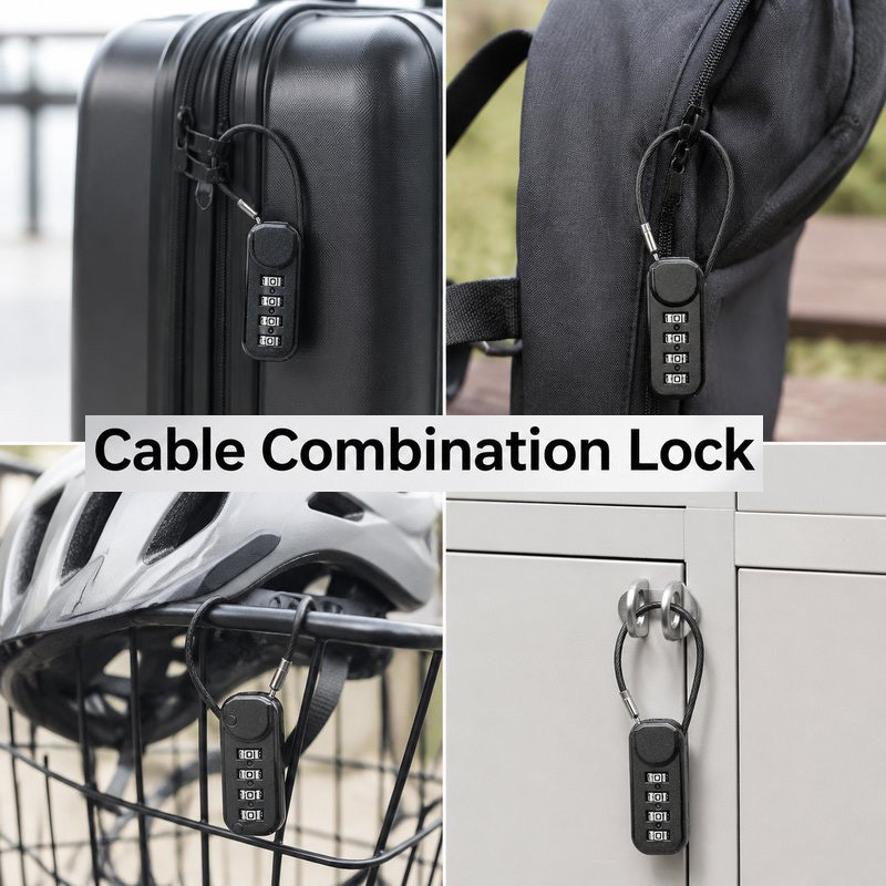 Wire Rope Combination Padlock Anti Theft Padlock Metal Alloy Multi ...