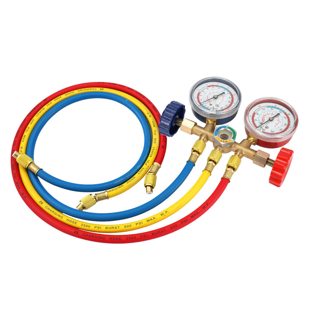 ღ Refrigerant Manifold Gauge Set 3 Way Air Condition Refrigeration Set ...