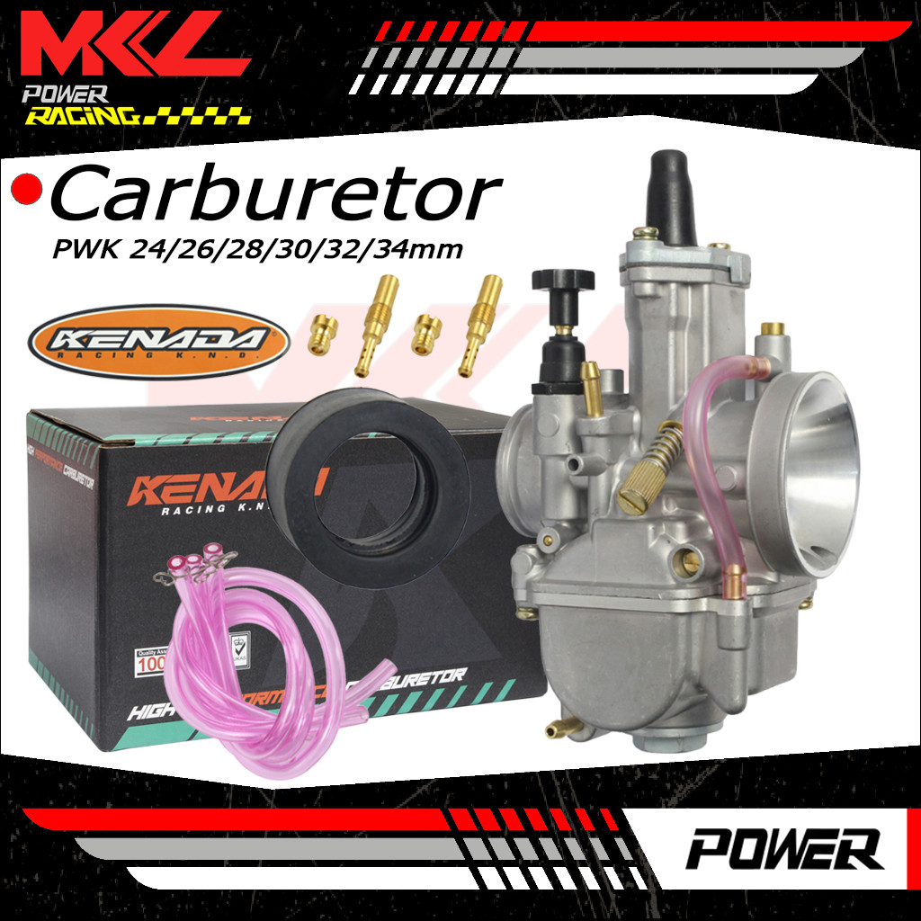 Kenada racing Carburetor carb flat slide PWK 24/26/28/30/32/34mm For ...