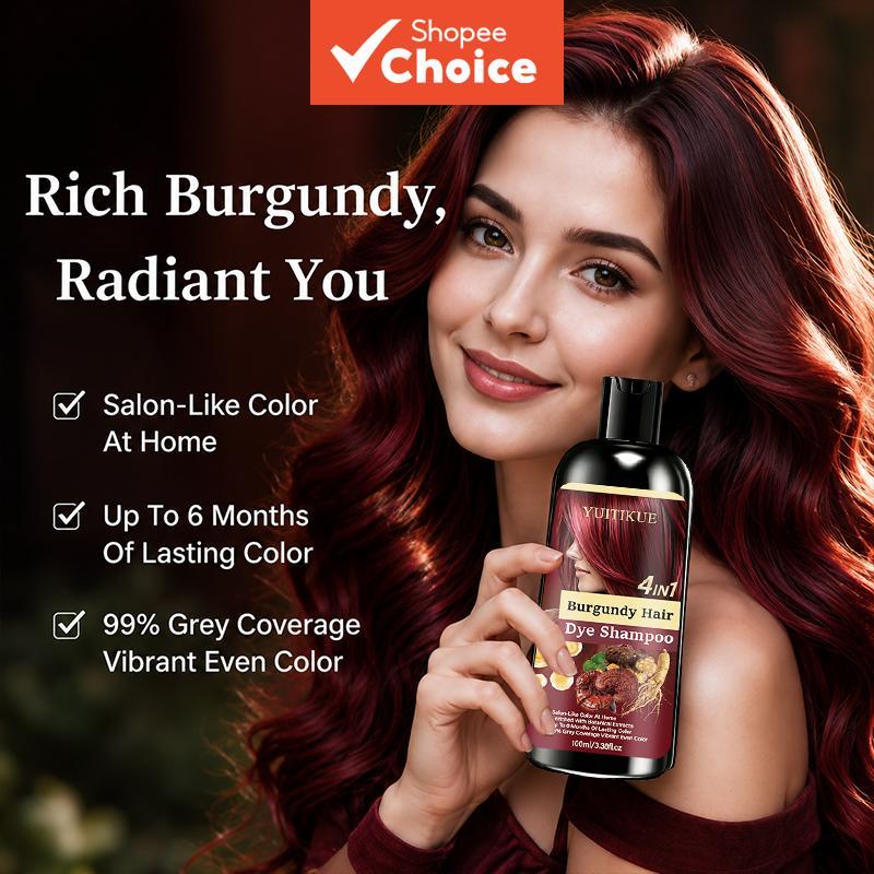 YUITIKUE 3.38fl.oz Burdy Hair Color Shampoo Plant Extract Deep Color ...