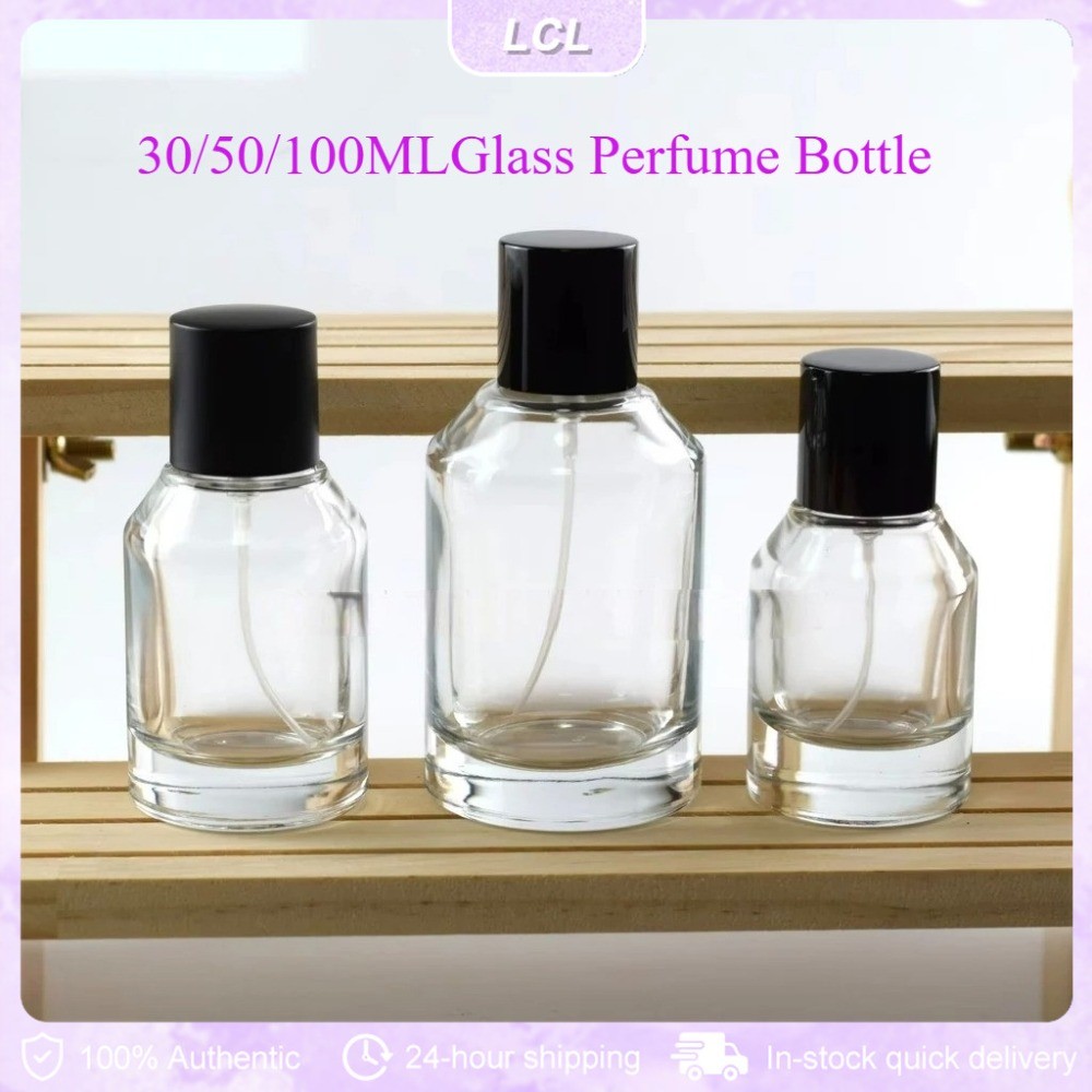 30/50/100ML Cylindrical Glass Perfume Bottle Black Empty Perfume Bottle ...