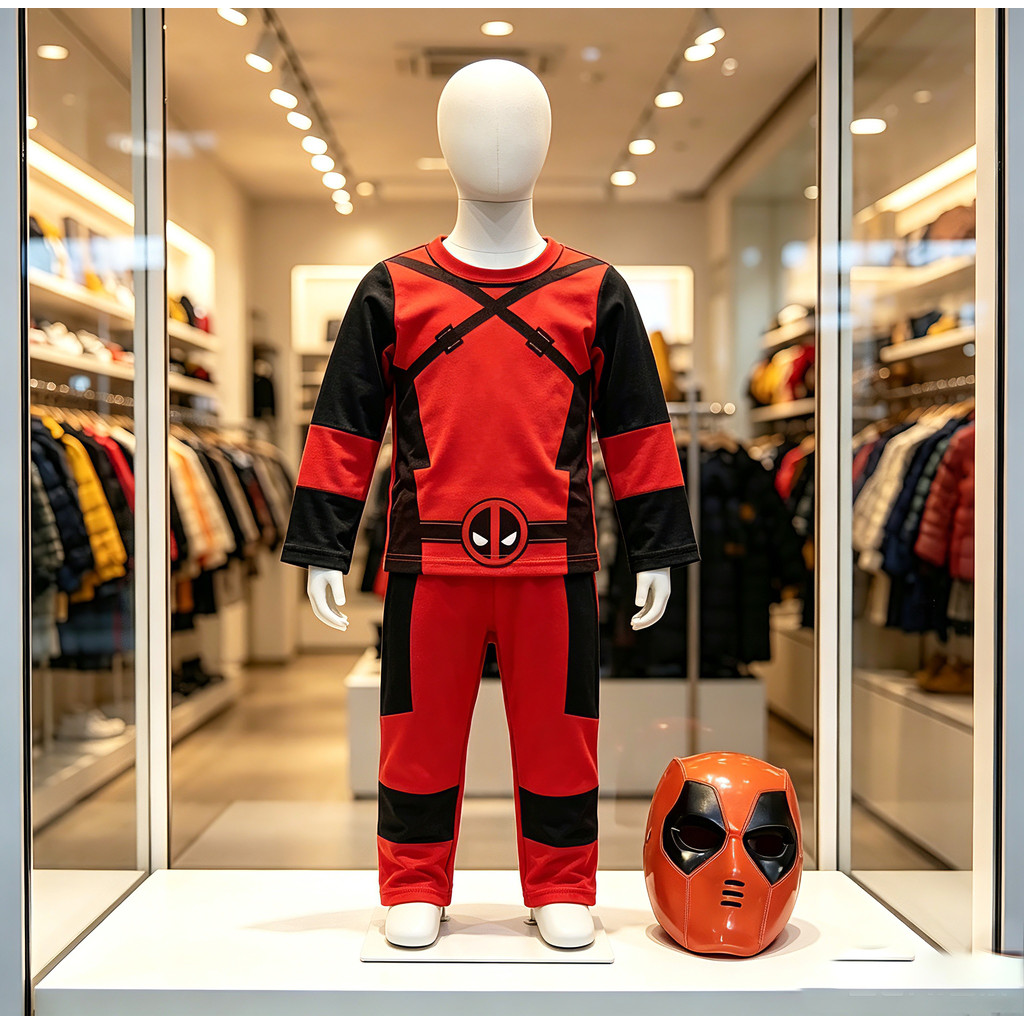 Deadpool Costume Set for Kids 2-9Y, Superhero Cosplay Halloween Outfit ...
