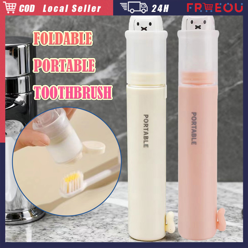 Foldable Toothbrush Travel Set with Toothpaste Storage for Outdoor ...