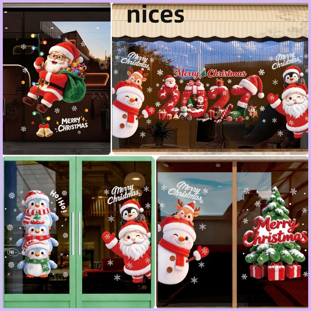 NICES Merry Christmas Window Stickers, Multicolor Static Window Clings ...