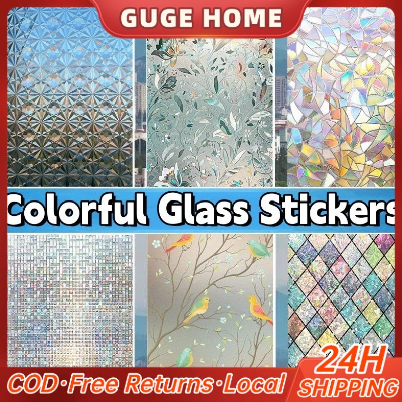 100CM*4M 3D Frosted Glass Sticker Fully Blackout Removable Non-Adhesive ...