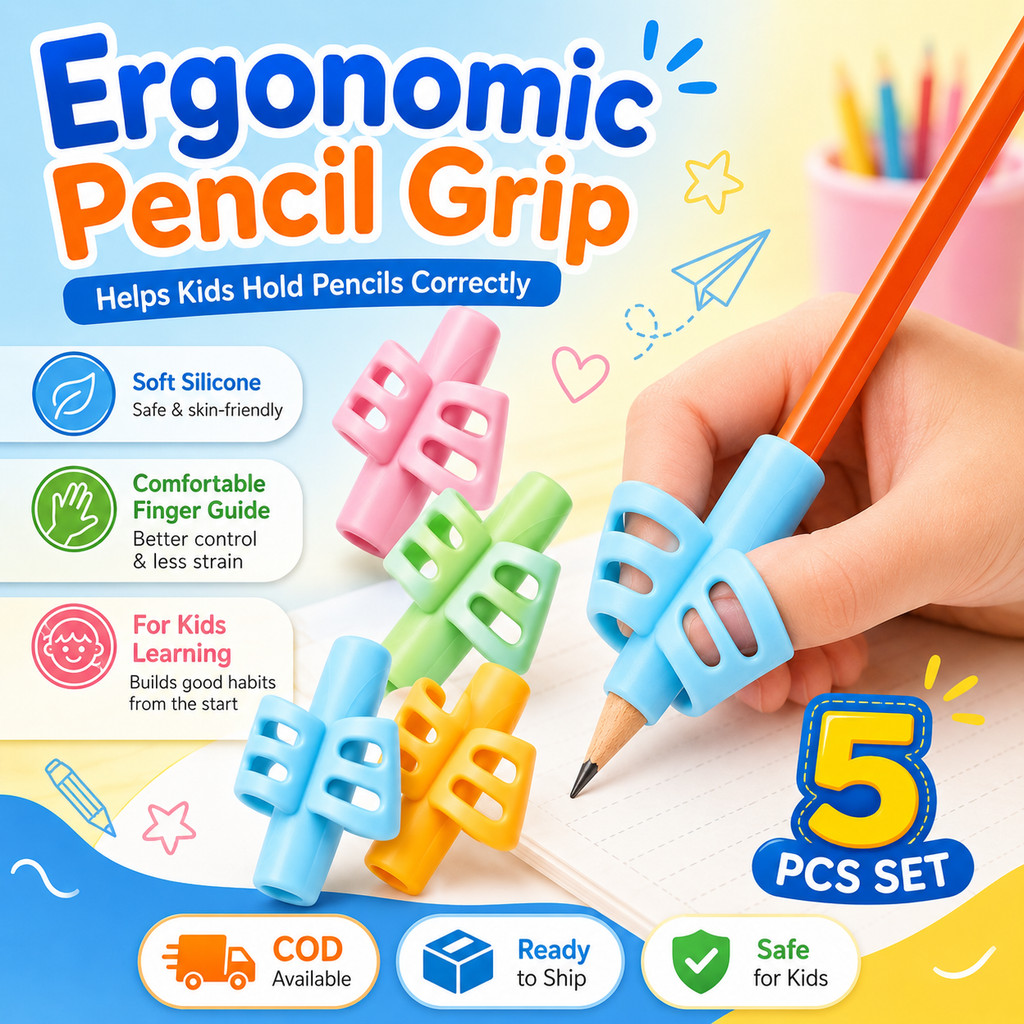 5PCS Pencil Grip Set for Kids Soft Silicone Finger Holder Writing ...