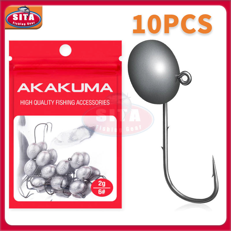 10PCS Mustad Jig Head Fishing Hooks Barb Steel Soft Lure Hook 0.8g-6g ...