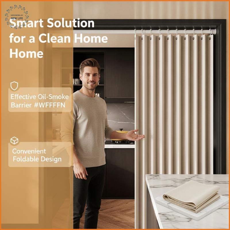 Stylish Elegant Folding Door Curtain No Punching Privacy Space ...