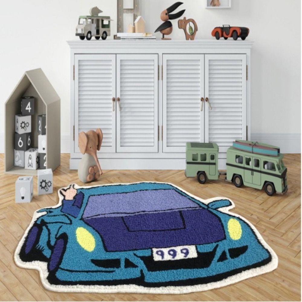 JINGUITANG Car Shape Rug, Sports Racing Car Embroidered Tufted Carpet ...