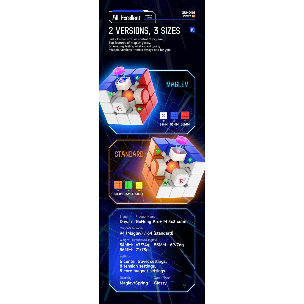 Dayan GuHong Pro+M 3x3 Magnetic Speed Cube Advanced Maglev System for ...