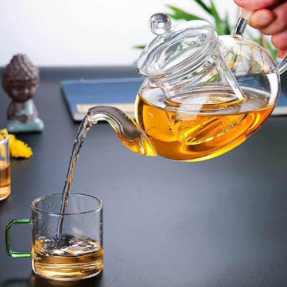 400ml-1000ml Filterable Heat-resistant Thickened Glass Teapot High ...