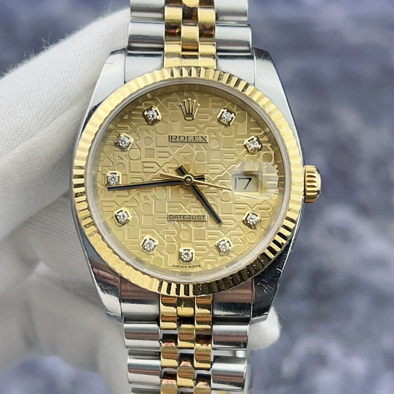 Golden Dial Rolex 116233Men Watch Scale Rolex Champagne Diamond 36mm ...