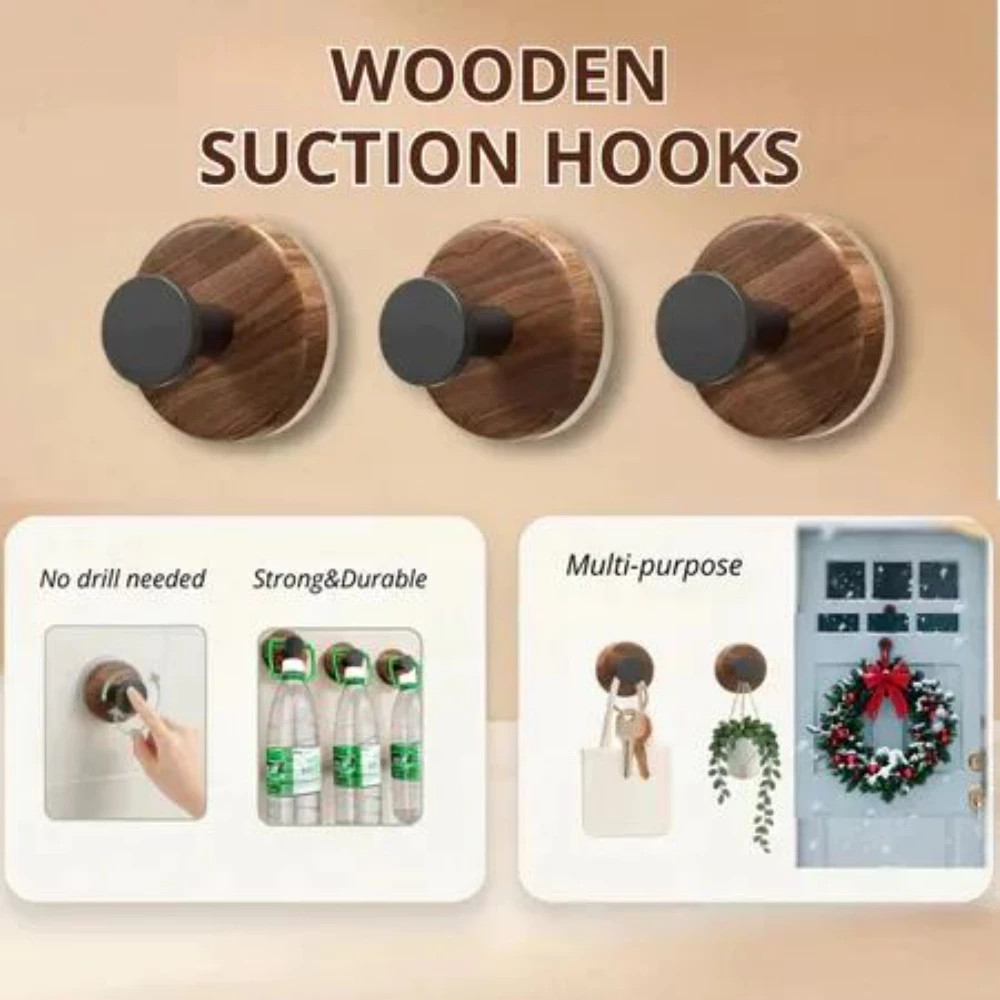 No-Drill Suction Cup Wall Hooks Strong Suction Power Easy Installation ...