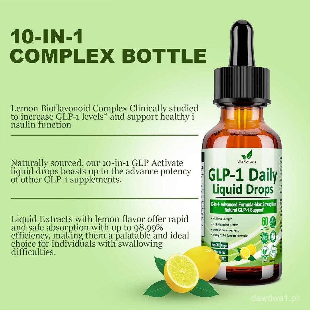 GLP-1 Support Liquid Drops, 10-in-1 Formula with Berberine, Ceylon Cinnamon, Prebiotic Fiber & Green Tea Extract | Support Healthy Metabolism, Digestive & Gut Health for Women & Me