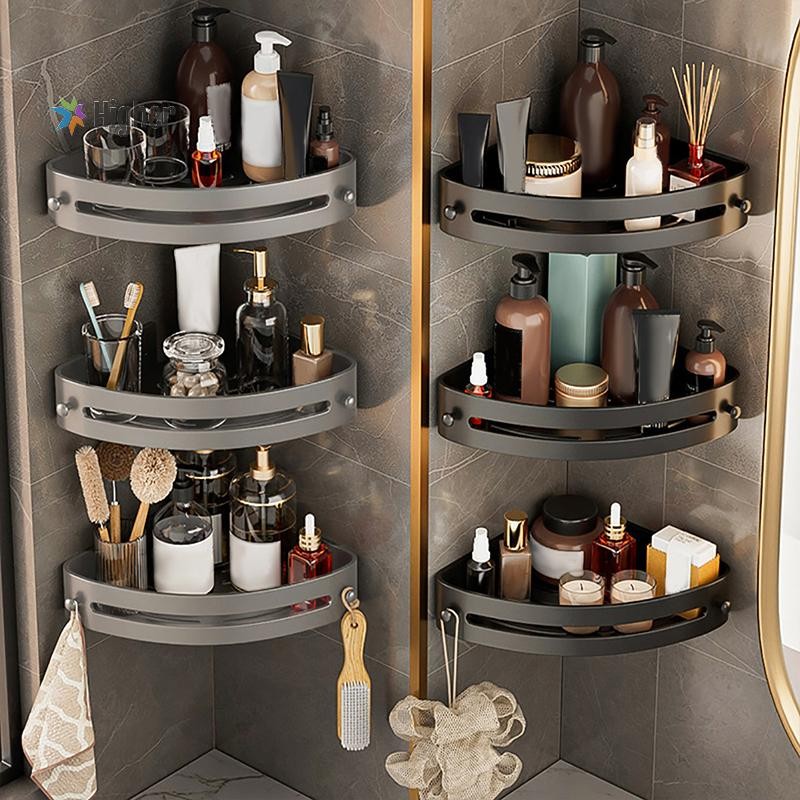 Higher＞ Three-story Bathroom Nail Free Rack Shower Corner Rack Plastic ...