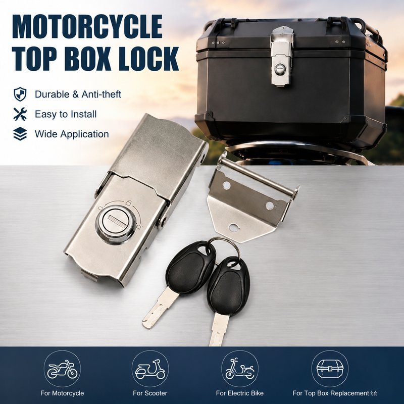 Universal Stainless Steel Motorcycle Tail Box Lock Buckle With 2 Keys ...