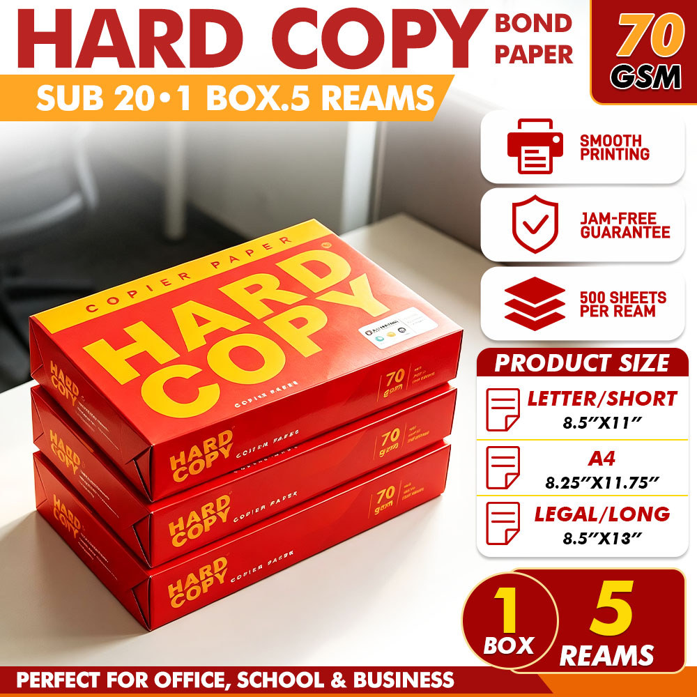 HARD COPY Bond Paper Papers A4 / Short / Long Size 70gsm Sub. 20 RED ...