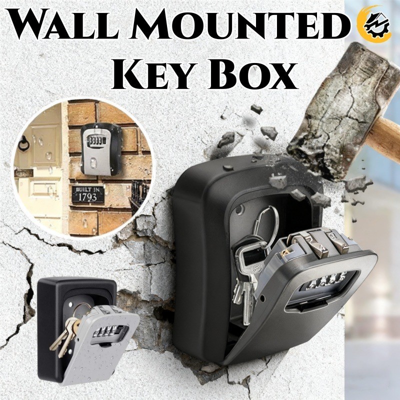 Wall Mounted Key Box High Capacity Alloy 4-Digits Combination Lock Key ...