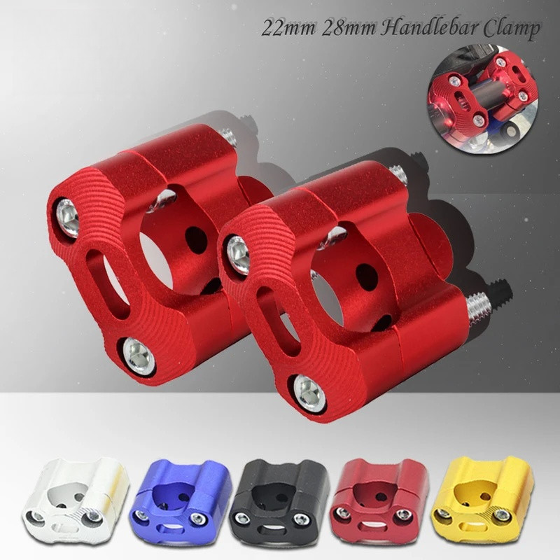 22 28mm CNC Billet Handlebar Clamp Fat Bar Risers Mount Clamp Adapter ...