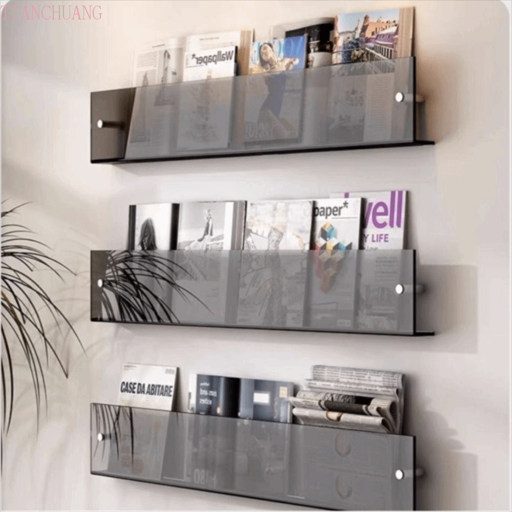 TIANCHUANG Magazine Rack, Wall Mount Acrylic Floating Bookshelves, Wall ...