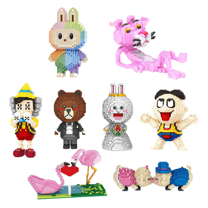 Mini Blocks Heart Love Goods Building Bricks Pig Flamingo Cartoon ...