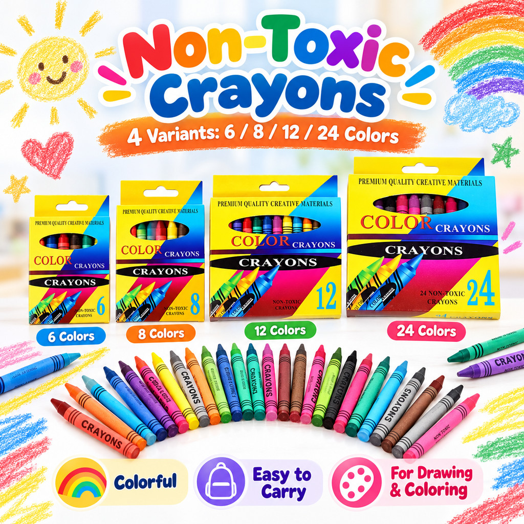 PH Local Seller | Ready Stock Kids Non-Toxic Wax Crayons 6/8/12/24 ...