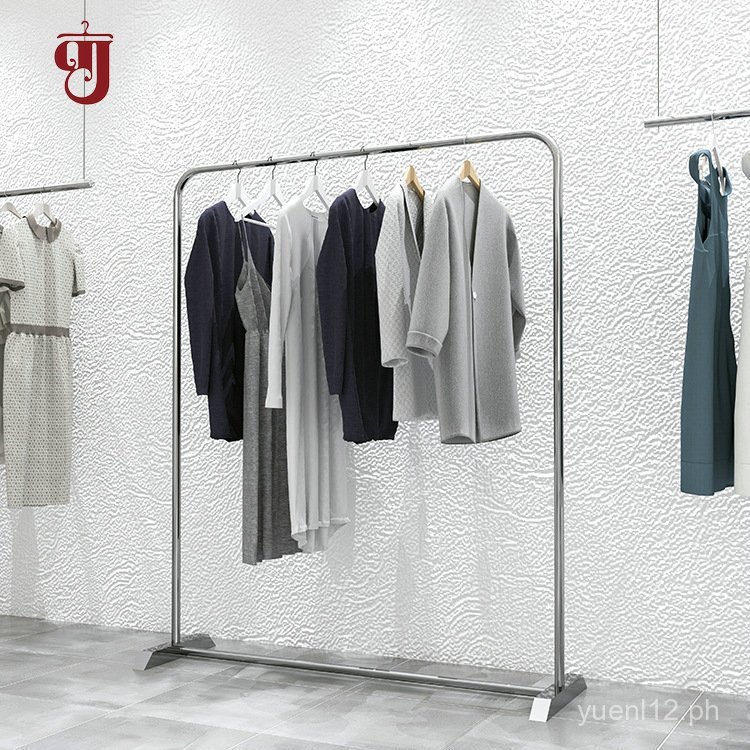 Clothing Store Hanging Display Rack Stainless Steel Brushed Silver ...