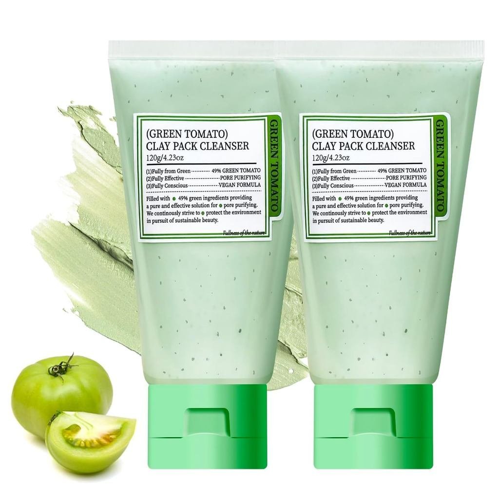 Green Tomato Clay Mask, with 49% green tomato extract, sebum and ...