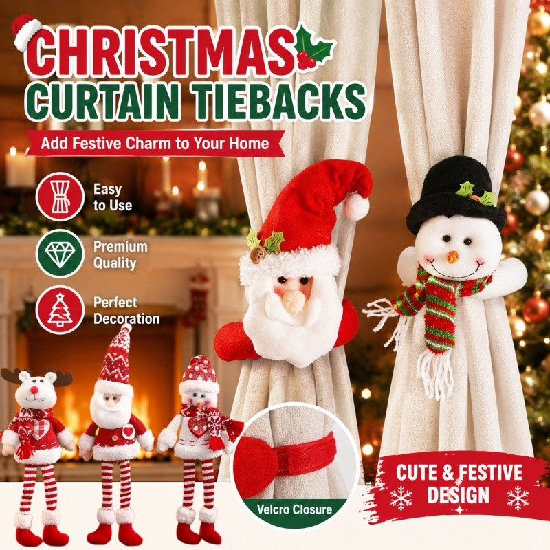 Easy to use Christmas curtain tieback