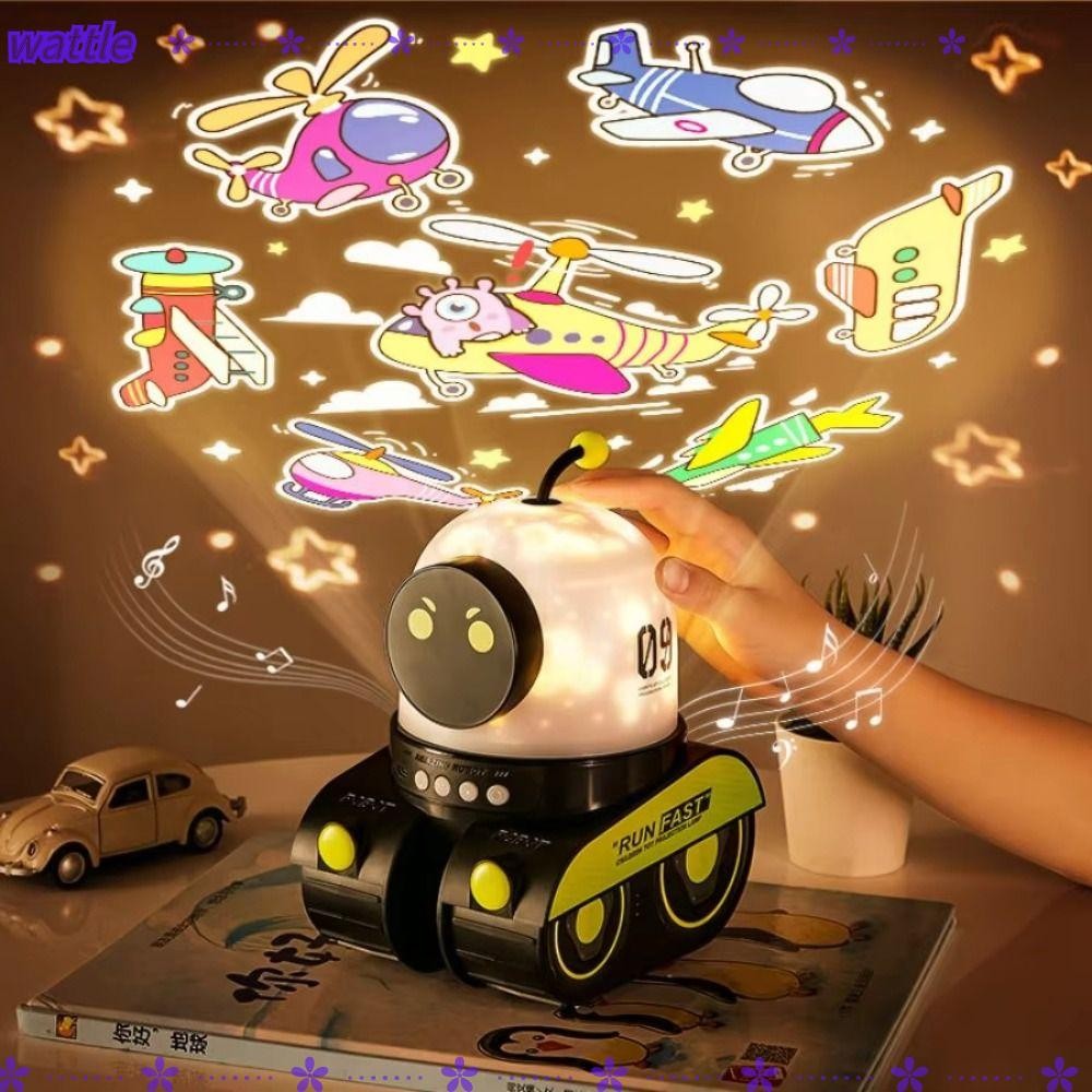 WATTLE Robot Tank Projector Lamp, 21 Films Rotating Cartoon Starry Sky ...